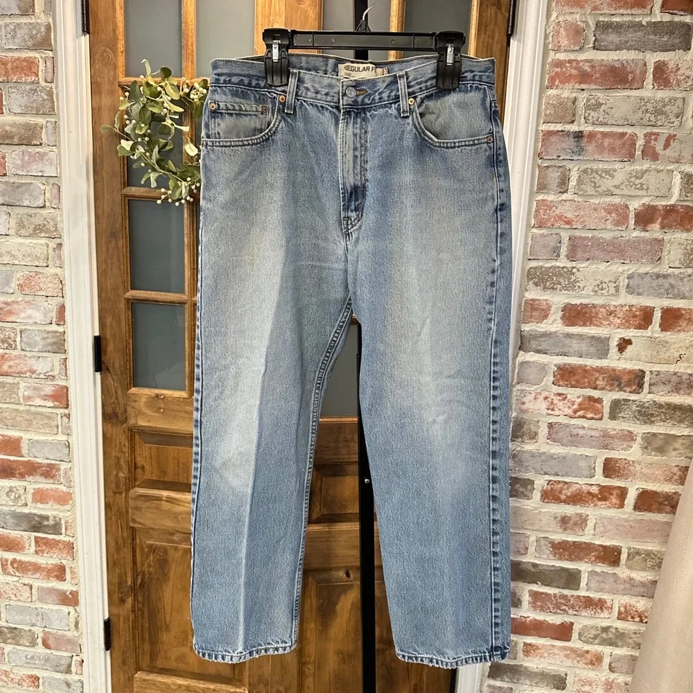 Levi's 505 Jeans Mens 36x30 Blue Regular Fit Light Wash Denim Classic Casual